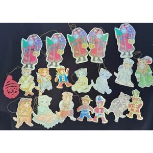 Kitty Cucumber Teddy Bear & Santa Merrimack Christmas Ornaments Die Cut -OS3